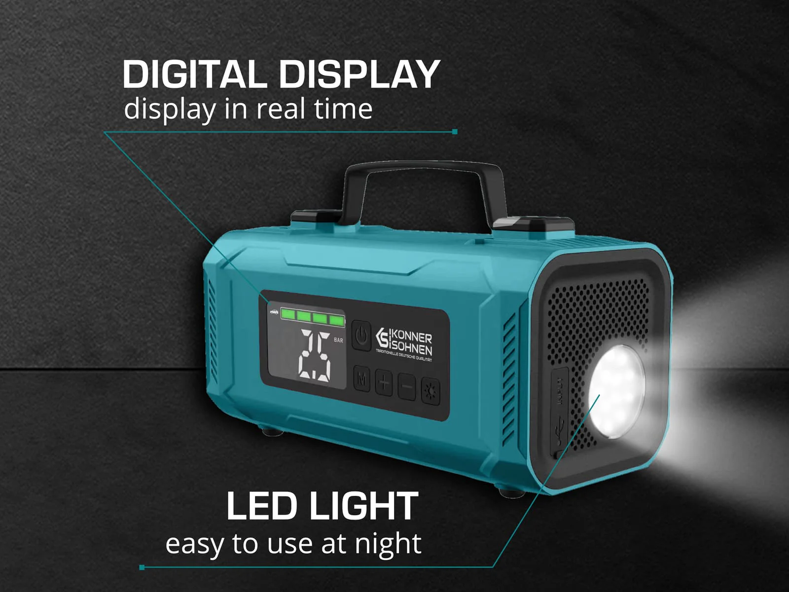 Redresor auto cu compresor Konner & Sohnen KS JSP-2000, baterie 14800 mAh, curent max. 2000 A [3]