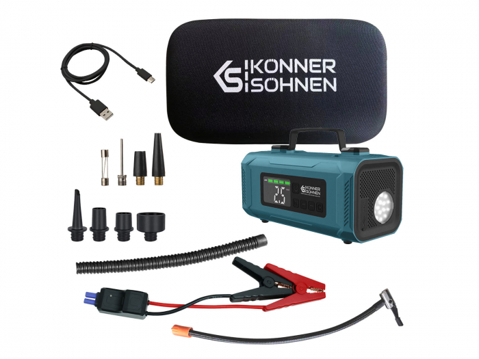 Redresor auto cu compresor Konner & Sohnen KS JSP-2000, baterie 14800 mAh, curent max. 2000 A [1]