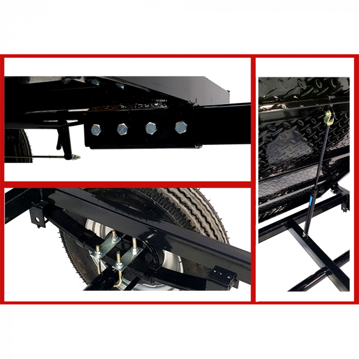 Remorca mini tractor ProGARDEN Campo RM500CT, max. 500 kg, bena 1310 x 830 x 280 mm, prindere cupla [4]