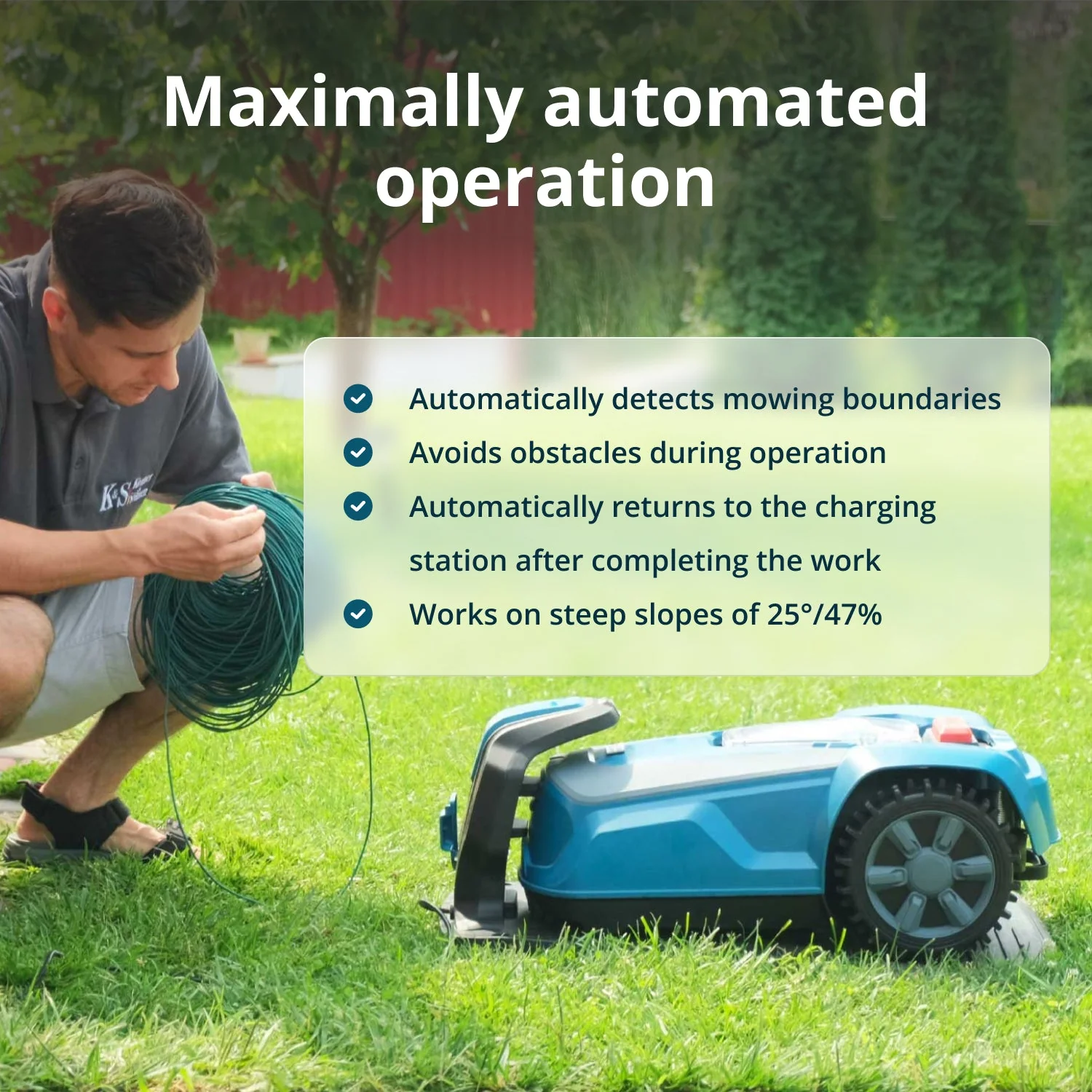 Robot de tuns gazon Konner & Sohnen KS 22RLM, 20V, 4Ah, 22 cm, 25-65 mm, 900 mp, Bluetooth, Wi-Fi [5]