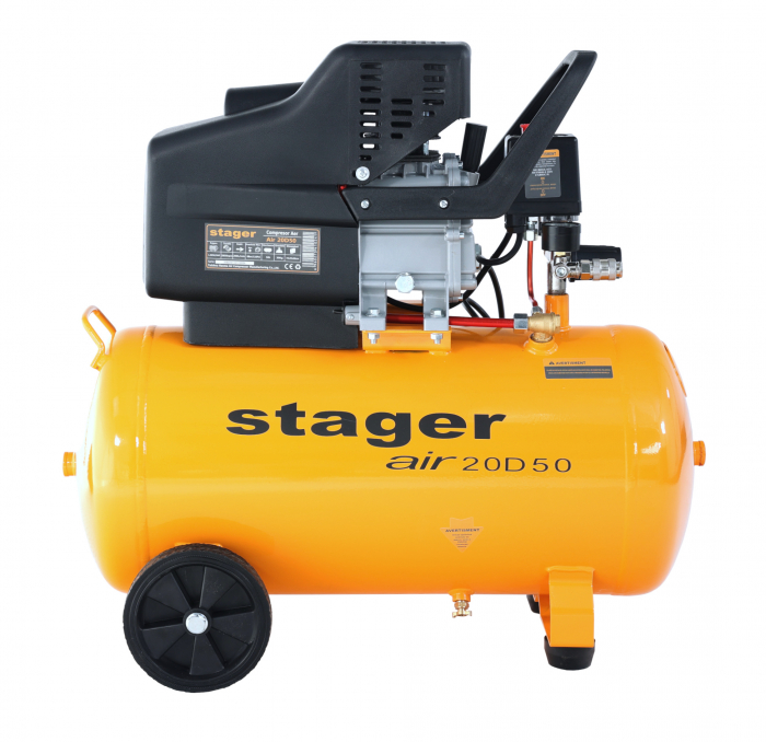 Compresor de aer Stager Air 20D50, 1.5 kW, 2 CP, 8 bar, 200 L/min, 50 litri [3]