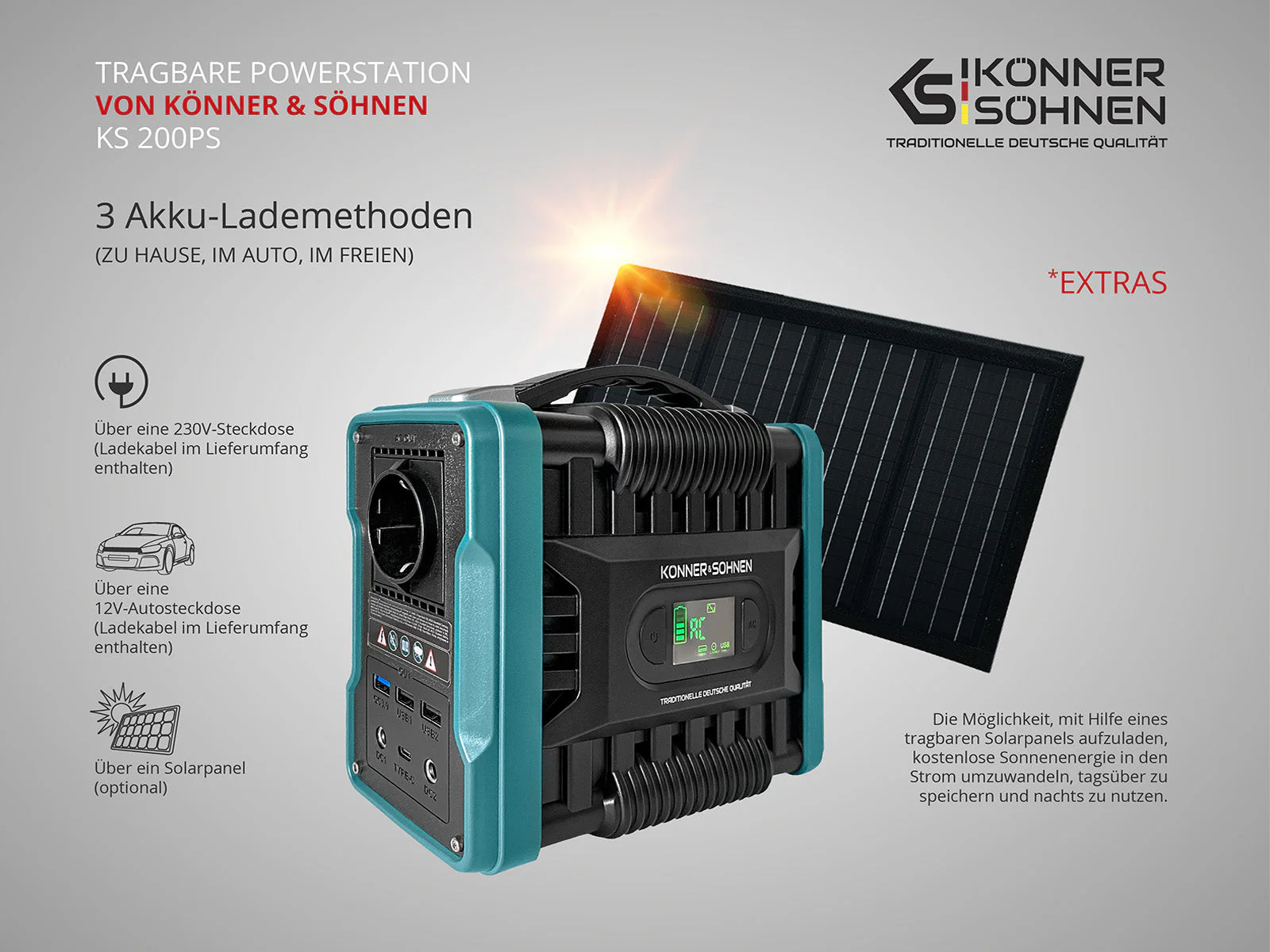 Statie de incarcare Konner & Sohnen KS 200PS, 200 W, baterie Li-Ion 11.1 V, 20 Ah [4]