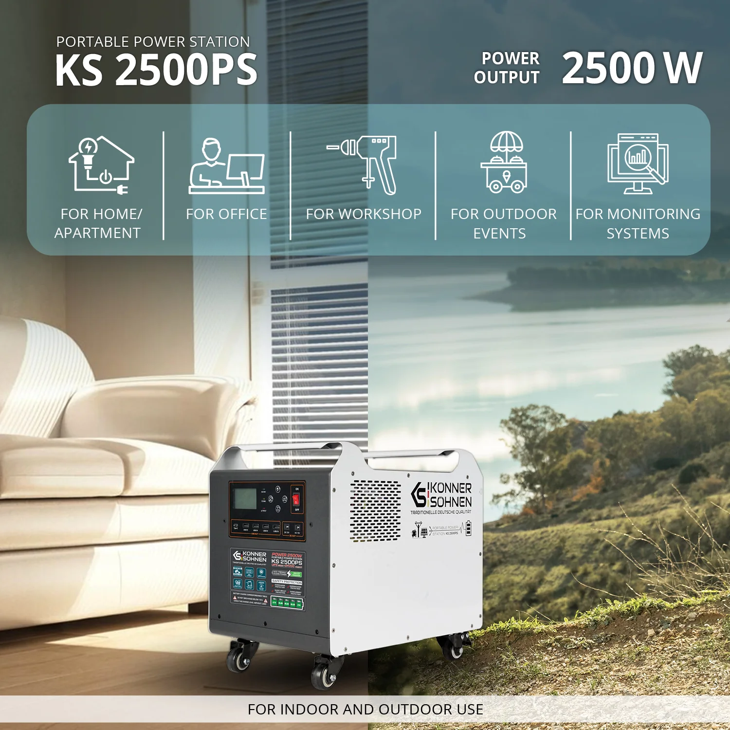 Statie de incarcare Konner & Sohnen KS 2500PS, 2500 W, baterie LiFePo4 100 Ah, 2560 Wh [2]