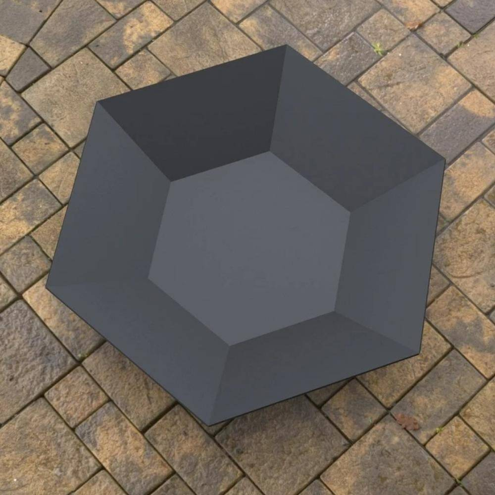 Vatra pentru terasa/gradina, Hexagon Fire Pit KRO-1072, Otel, Negru, diametru 870 mm, grosime 3 mm [4]