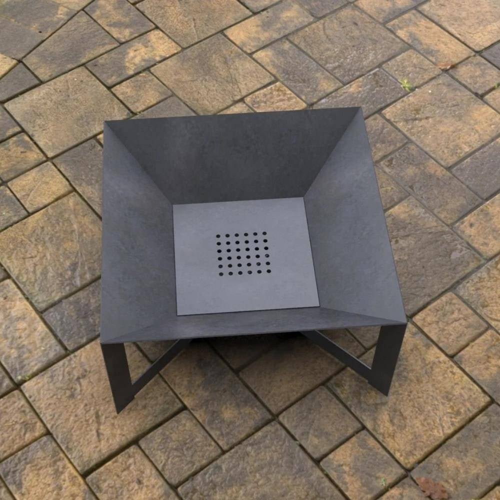 Vatra pentru terasa/gradina, Square Fire Pit KRO-1077, Otel, Negru, 600 x 600 x 300 mm, grosime 3 mm [2]