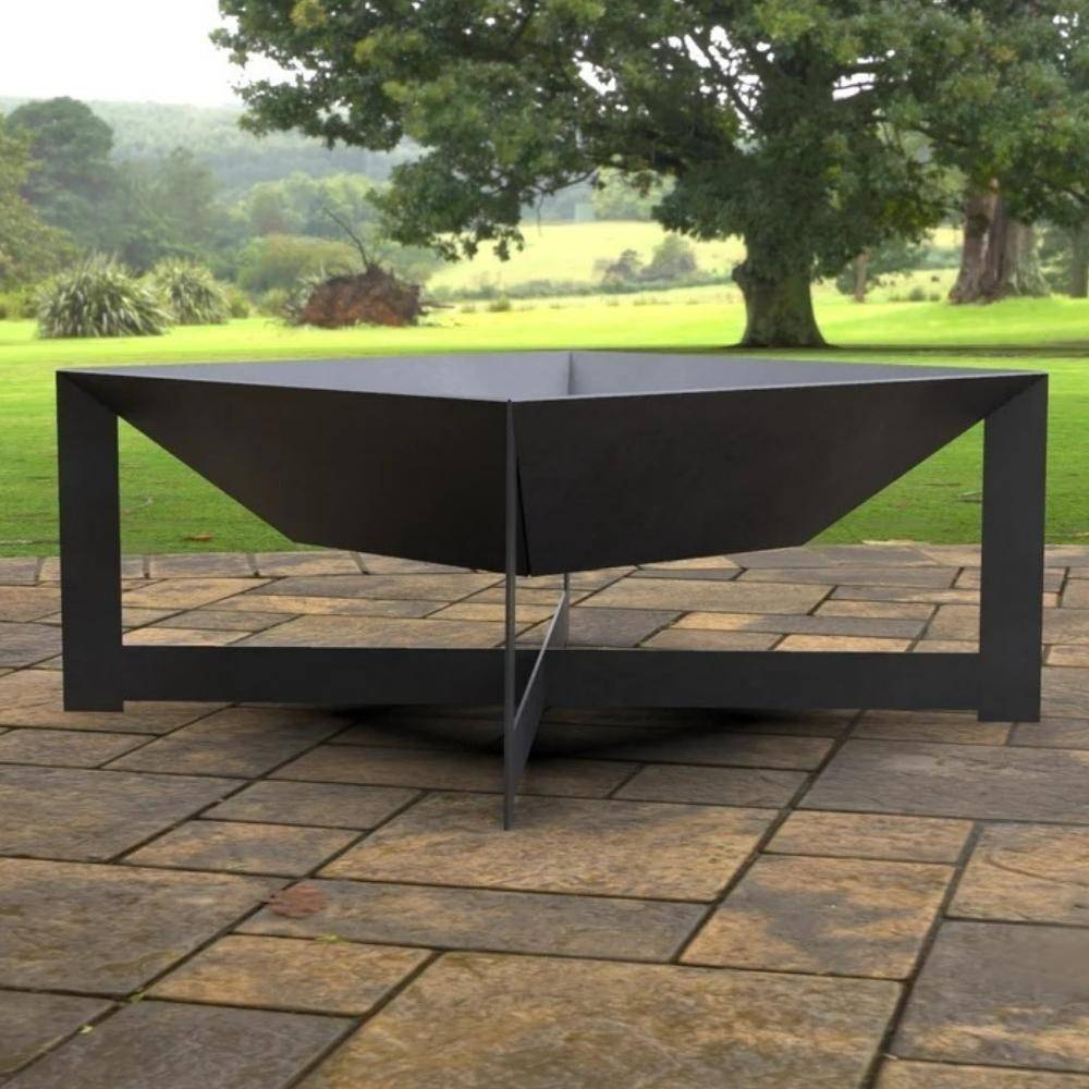 Vatra pentru terasa/gradina, Square Fire Pit KRO-1077, Otel, Negru, 600 x 600 x 300 mm, grosime 3 mm [3]