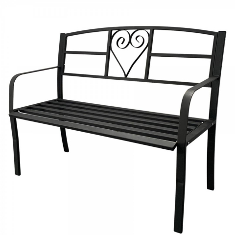 Banca metalica pentru gradina VivaTechnix VMD-1049, 121 x 55 x 98 cm, Negru [1]