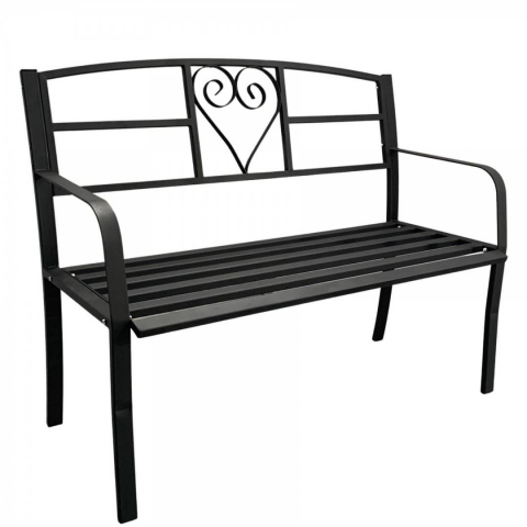 Mobilier grădină - Banca metalica pentru gradina VivaTechnix VMD-1049, 121 x 55 x 98 cm, Negru