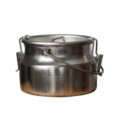 Zootehnie - Bidon inox pentru transport lapte EMT 5 L, cu capac si clipsuri de prindere