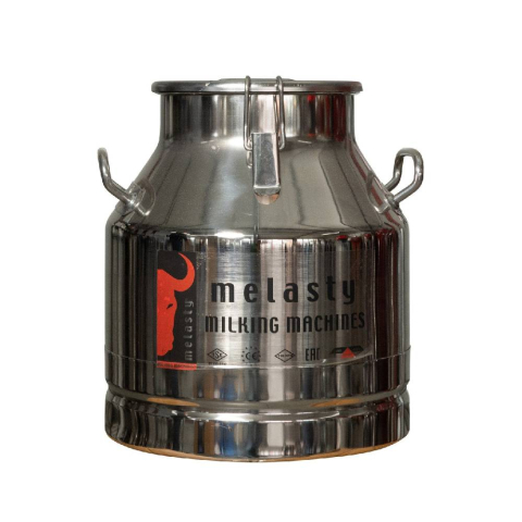 Bidon inox pentru transport lapte Melasty 20 L, cu capac si clipsuri de prindere