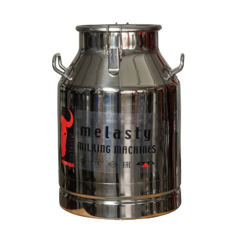 Bidon inox pentru transport lapte Melasty 30 L, cu capac si clipsuri de prindere
