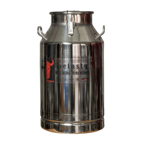 Bidon inox pentru transport lapte Melasty 40 L, cu capac si clipsuri de prindere