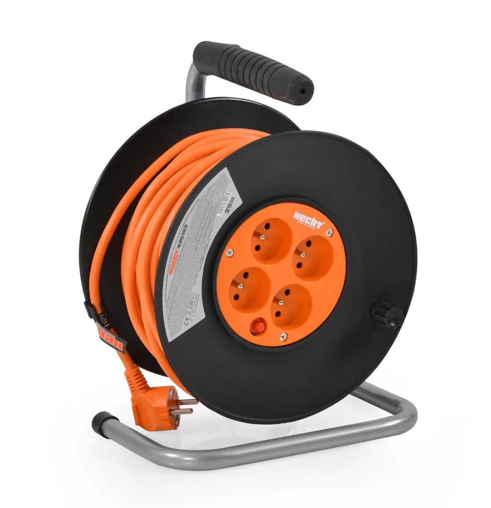 Electrice si Iluminat - Derulator cablu electric HECHT 420153, 4 prize, 20 m, 3 x 1.5 mmp