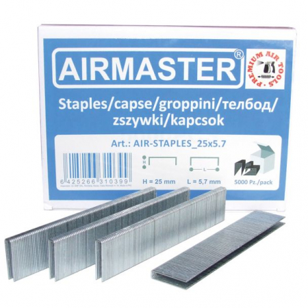 Scule pneumatice și accesorii - Capse pentru capsator pneumatic Airmaster, 25x5.7 mm, set 5000 buc