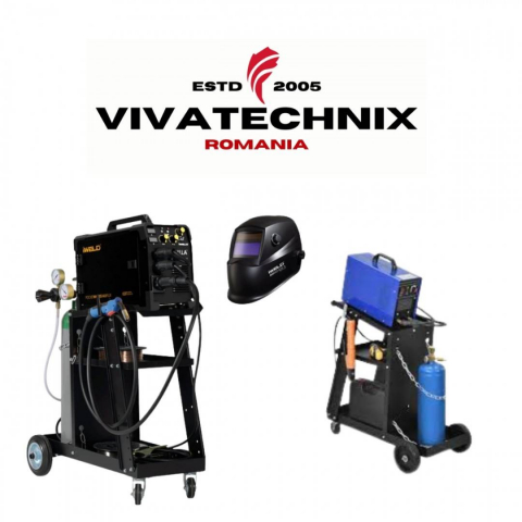 Carucior pentru aparat de sudura si accesorii, VivaTechnix VMD-1080, Otel, roti cu rulmenti, max. 75 kg, 3 niveluri [1]