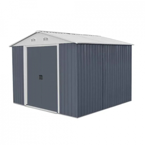 Mobilier grădină - Casuta de gradina / Magazie pentru depozitare HECHT 10x10 PLUS, usa dubla, metal, gri, 291 x 291 x 214 cm