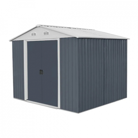 Mobilier grădină - Casuta de gradina / Magazie pentru depozitare HECHT 6x8 PLUS, usa dubla, metal, gri, 248 x 184 x 208 cm