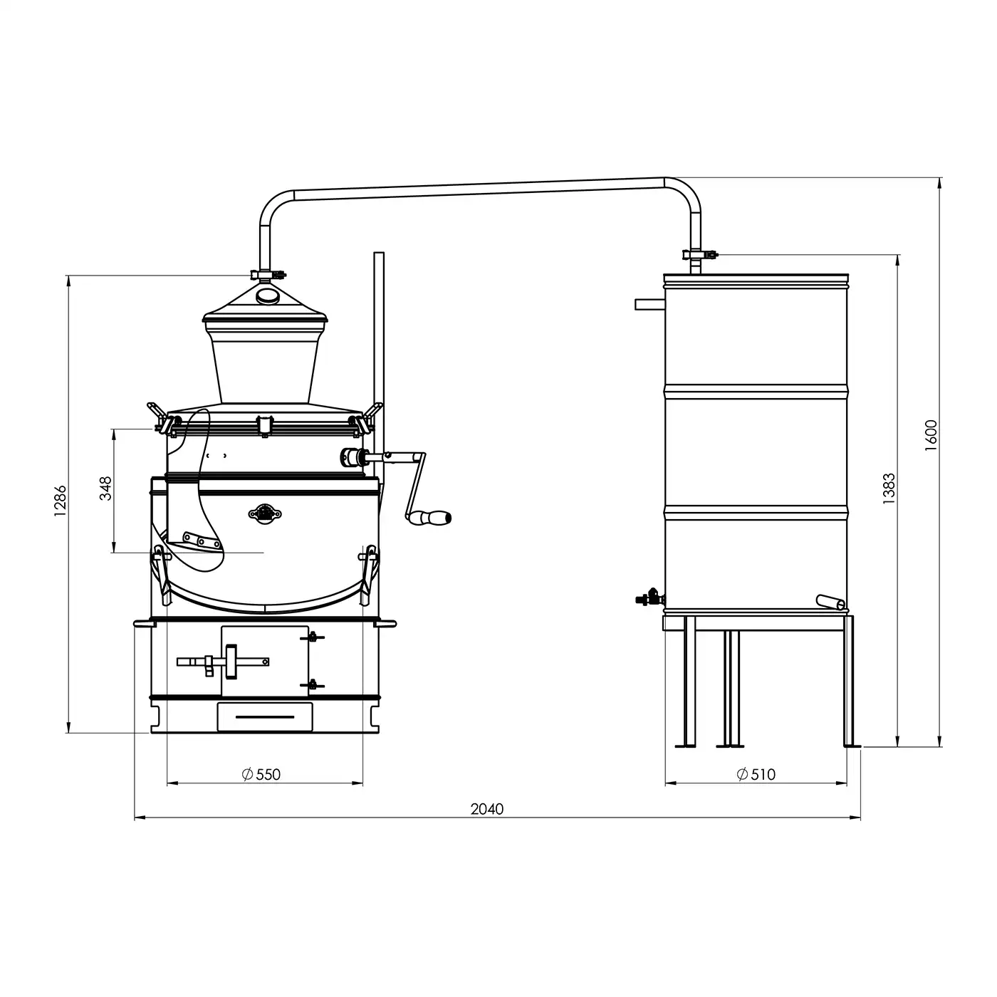 Cazan pentru tuica DES BASCULANT 80 L cu racitor clasic 200/6 [3]