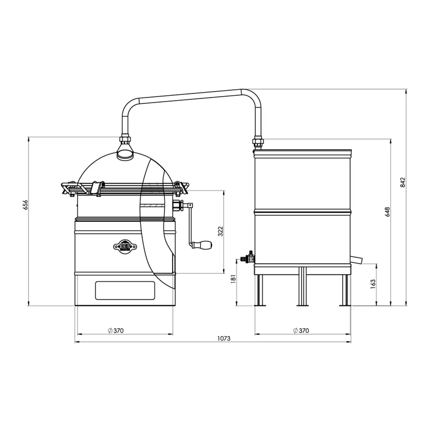 Cazan pentru tuica, cu amestecator Des HOBBY 35 litri, focar pe gaz [1]