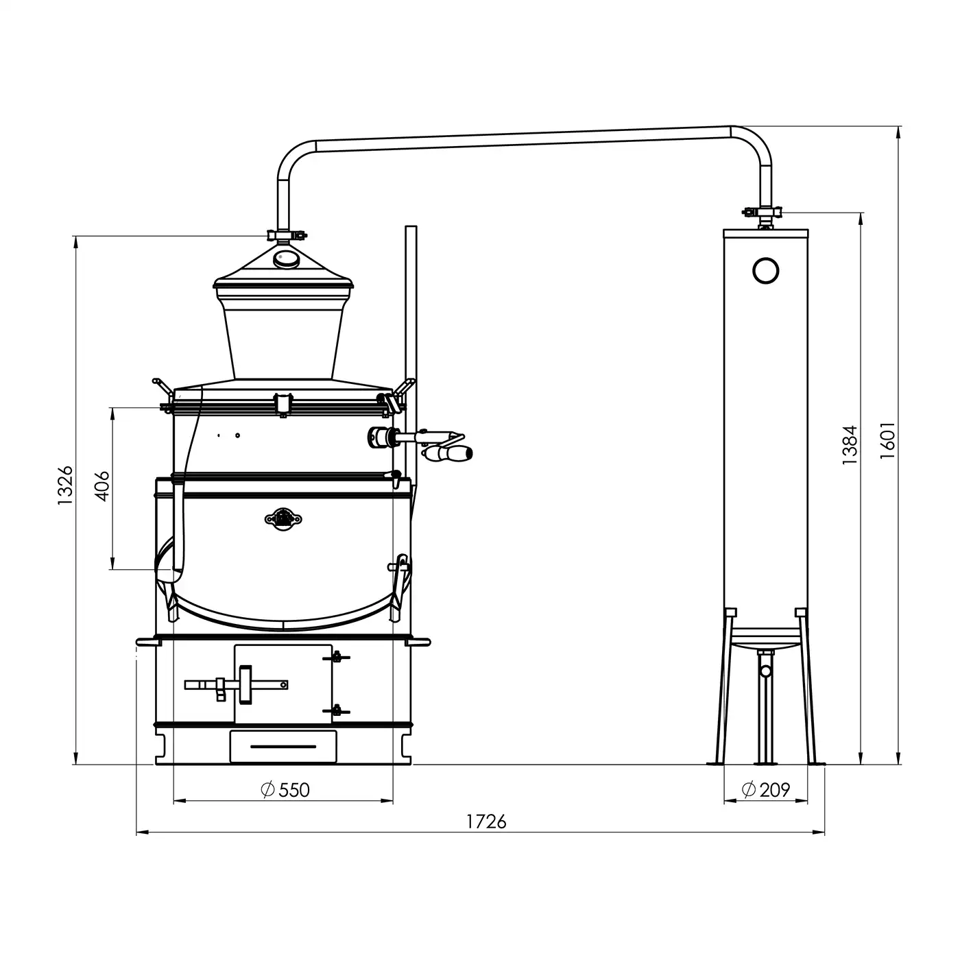Cazan pentru tuica DES BASCULANT 100 L cu racitor pe flux continuu 30 L [8]