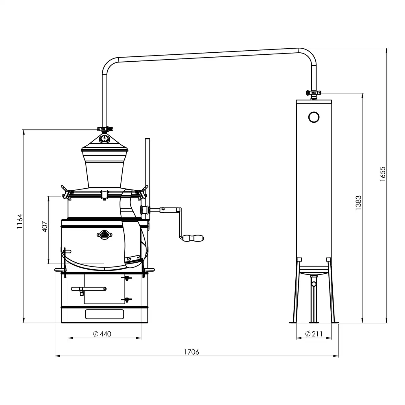Cazan pentru tuica DES BASCULANT 60 L cu racitor pe flux continuu 30 L [9]