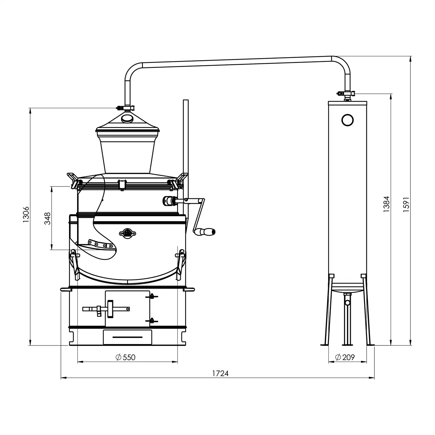 Cazan pentru tuica DES BASCULANT 80 L cu racitor pe flux continuu 30 L [6]