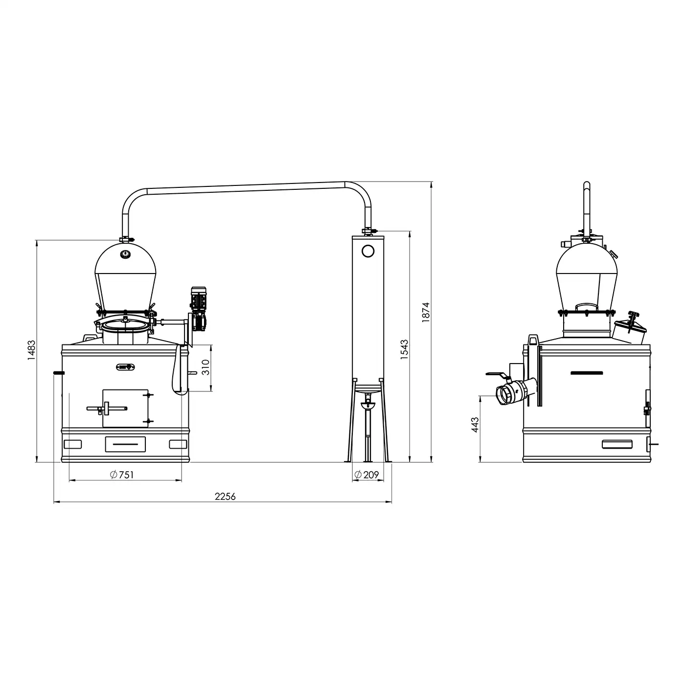 Cazan pentru tuica DES STABIL 160 L cu racitor cu flux continuu 30 L EM [1]