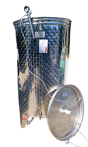 Vinificatie & Distilare - Cisterna inox cu capac flotant pneumatic, fund conic, picioare sudate si 2 robineti KULINOX PREMIUM, 1000 L