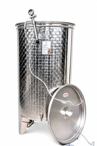 Vinificatie & Distilare - Cisterna inox cu capac flotant pneumatic, fund conic, picioare sudate si 2 robineti KULINOX PREMIUM, 1650 L