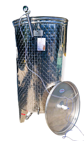 Vinificatie & Distilare - Cisterna inox cu capac flotant pneumatic, fund conic, picioare sudate si 2 robineti KULINOX PREMIUM, 600 L