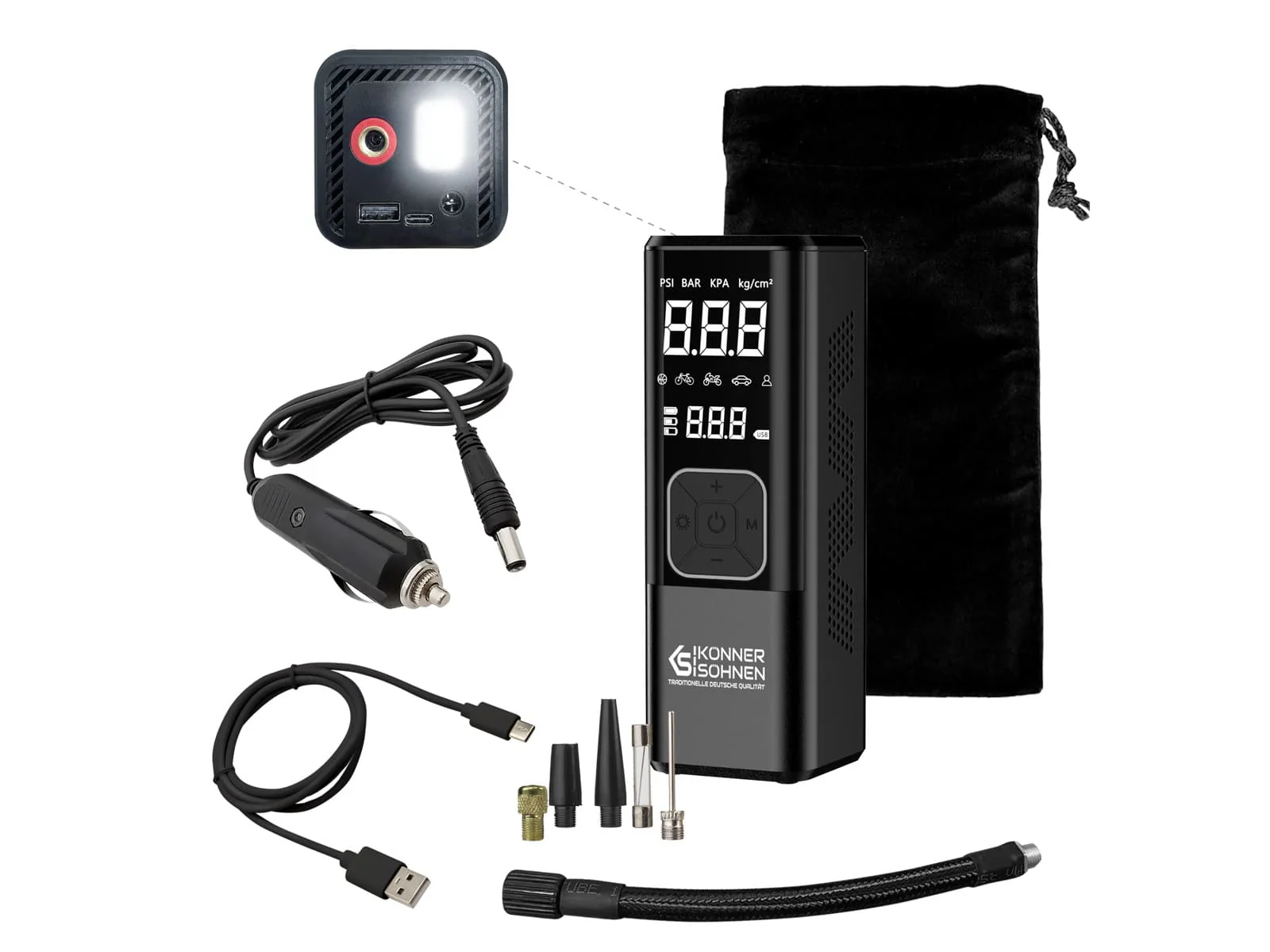 Compresoare auto - Compresor cu acumulator Konner & Sohnen KS P20, baterie 6000 mAh, max. 150 psi, 23 l/min
