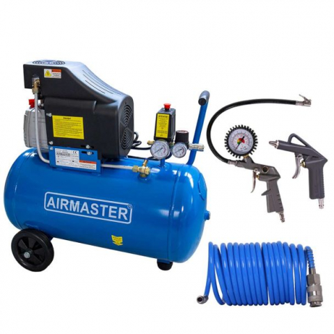 Compresoare cu piston - Compresor de aer cu piston Airmaster AIR2SHU850-KIT-AIR3, 50 L, 8 bar, 206 L/min, 2 CP, monofazat + Kit 3 accesorii