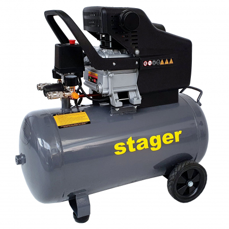Compresor de aer Stager HM2050B, 1.5 kW, 2 CP, 8 bar, 200 L/min, 50 litri [1]
