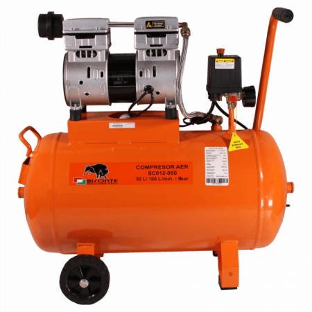 Compresor de aer fara ulei Bisonte SC012-050, 50 L, 8 bar, 168 L/min, 1.2 CP, monofazat [1]