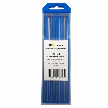 Electrozi sudură - Electrozi tungsten Rosu ProWELD WT20, L175 mm, set 10 buc