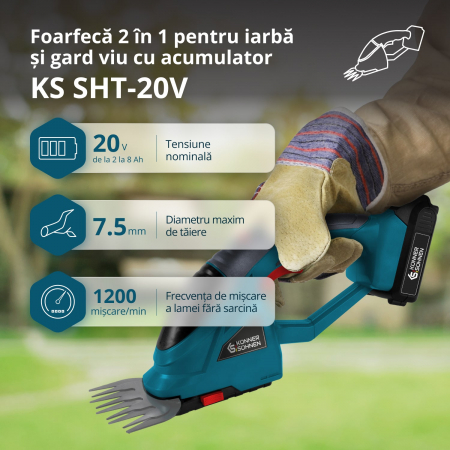 Foarfeca 2 in 1 pentru iarba si gard viu cu acumulator KS SHT-20V [1]