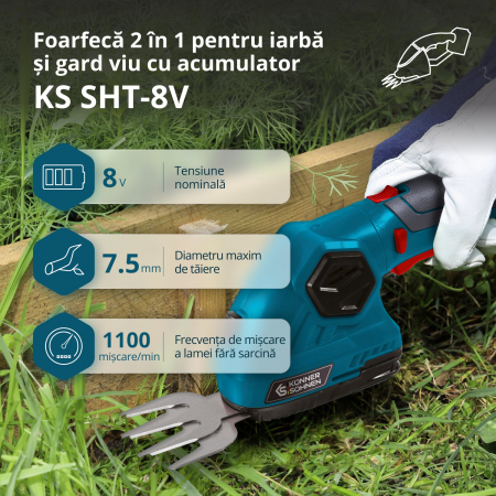 Foarfeca cu acumulator pentru tuns iarba si gard viu KS SHT-8V [1]