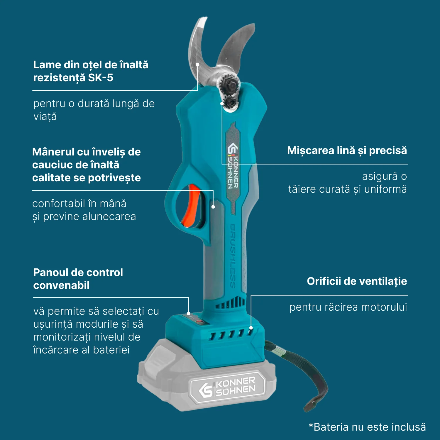 Foarfeca de gradina cu acumulator Konner & Sohnen KS CPS20V-32, 20 V, max. 32 mm, fara acumulator in set (Solo) [5]