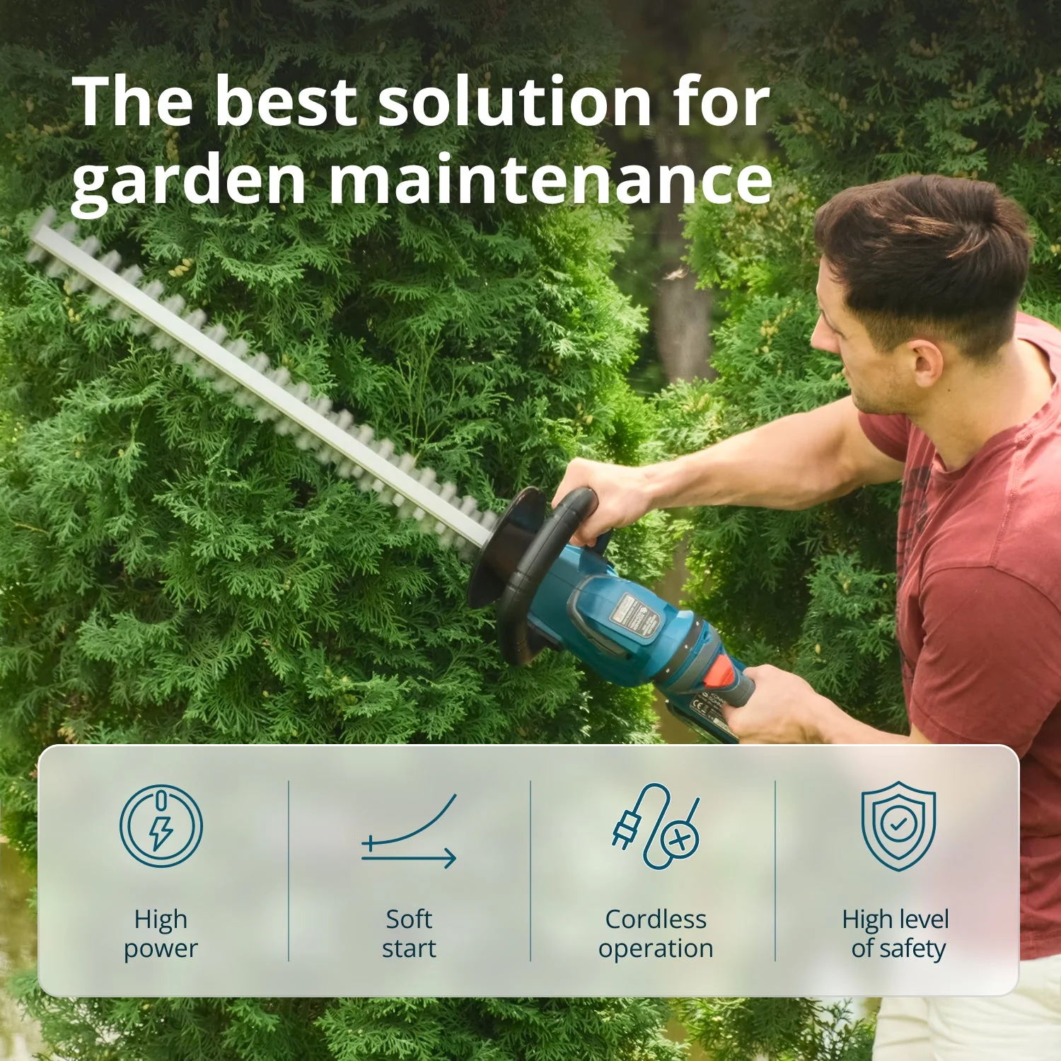 Foarfeca tuns gard viu cu acumulator Konner & Sohnen KS HT-20V, 20V, 55 cm, fara acumulator in set (Solo) [2]