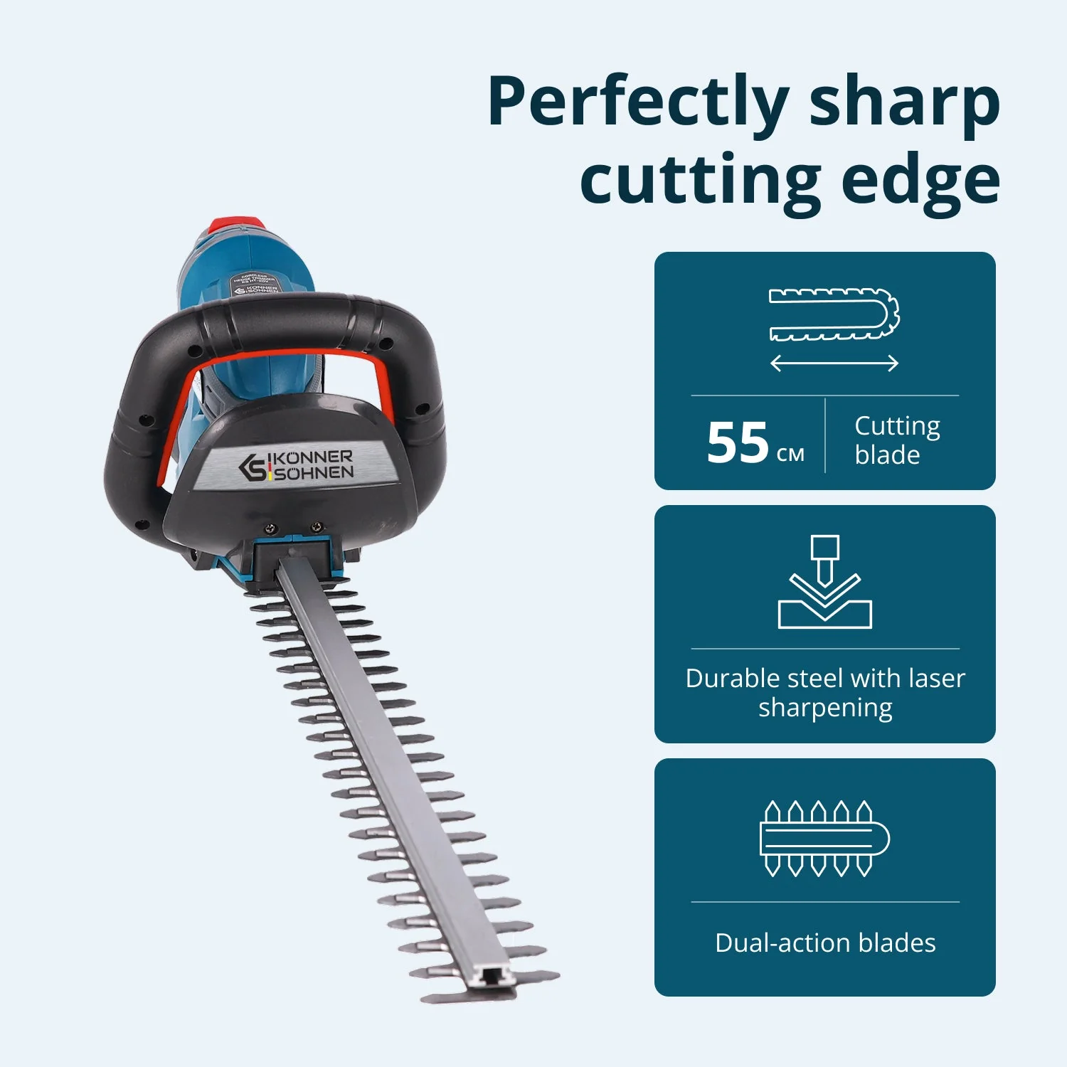 Foarfeca tuns gard viu cu acumulator Konner & Sohnen KS HT-20V, 20V, 55 cm, fara acumulator in set (Solo) [6]