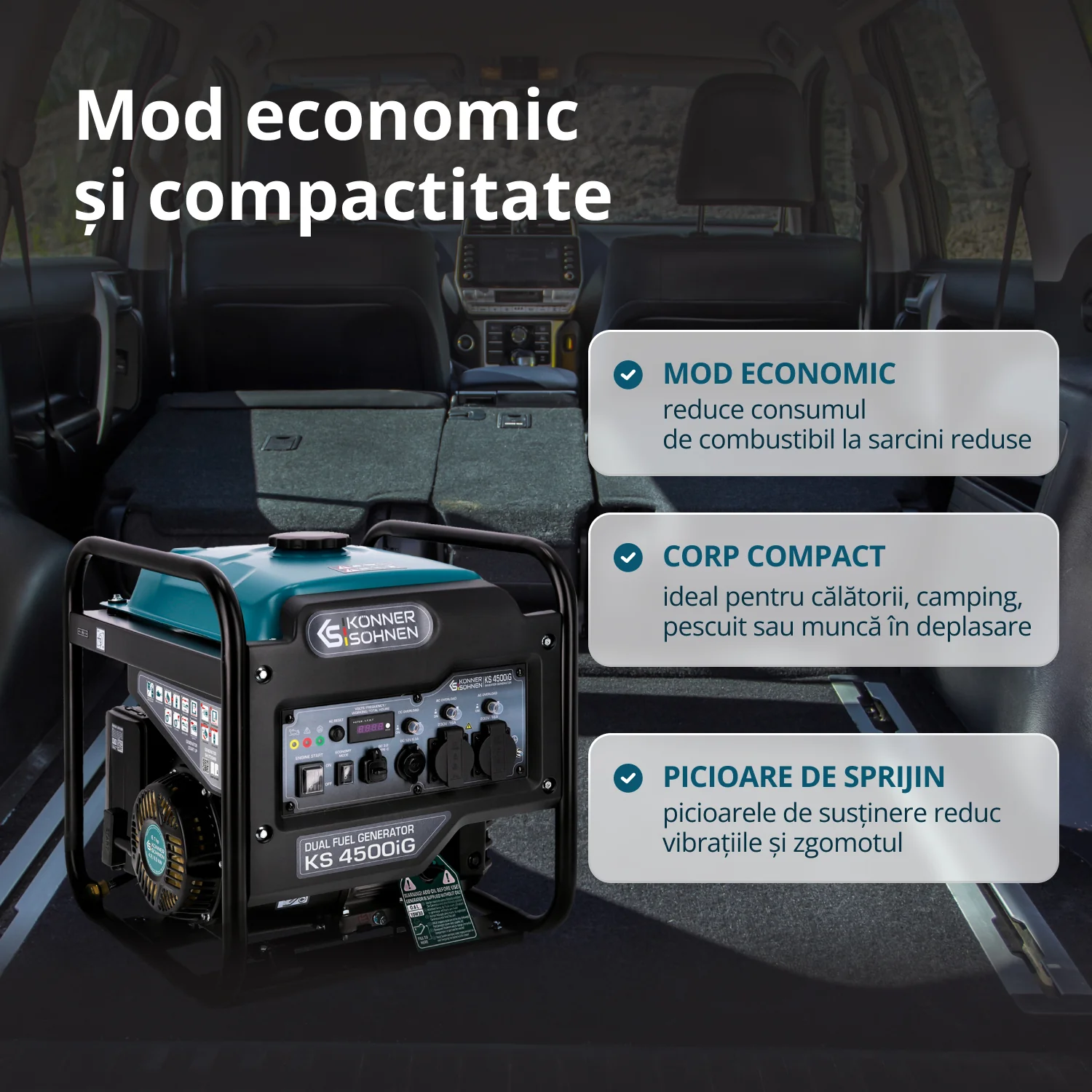 Generator cu invertor pe GPL/benzina Konner & Sohnen KS 4500i G, 4.5 kW, monofazat [6]