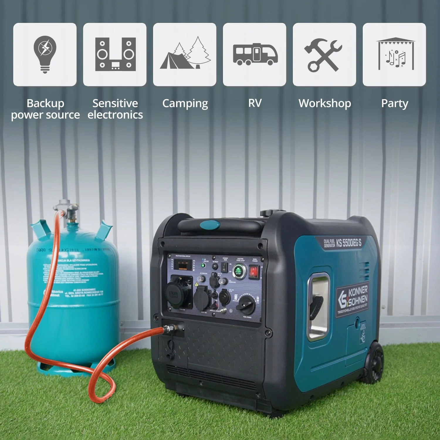 Generator cu invertor pe GPL/benzina Konner & Sohnen KS 5500iEG S, 5.5 kW, monofazat, pornire electrica [13]