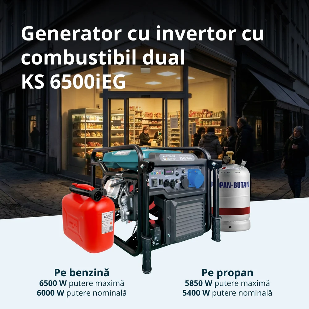 Generator cu invertor pe GPL/benzina Konner & Sohnen KS 6500iEG, 6.5 kW, monofazat, pornire electrica [1]
