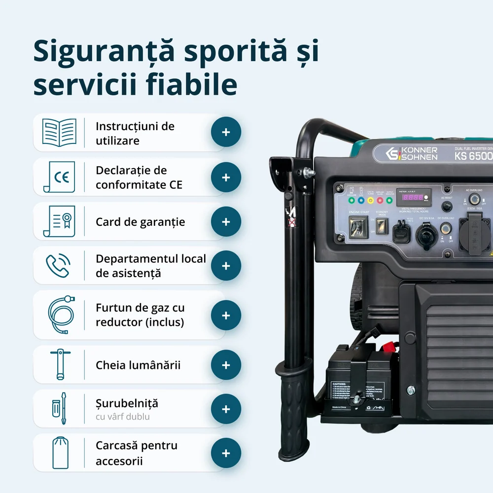 Generator cu invertor pe GPL/benzina Konner & Sohnen KS 6500iEG, 6.5 kW, monofazat, pornire electrica [8]