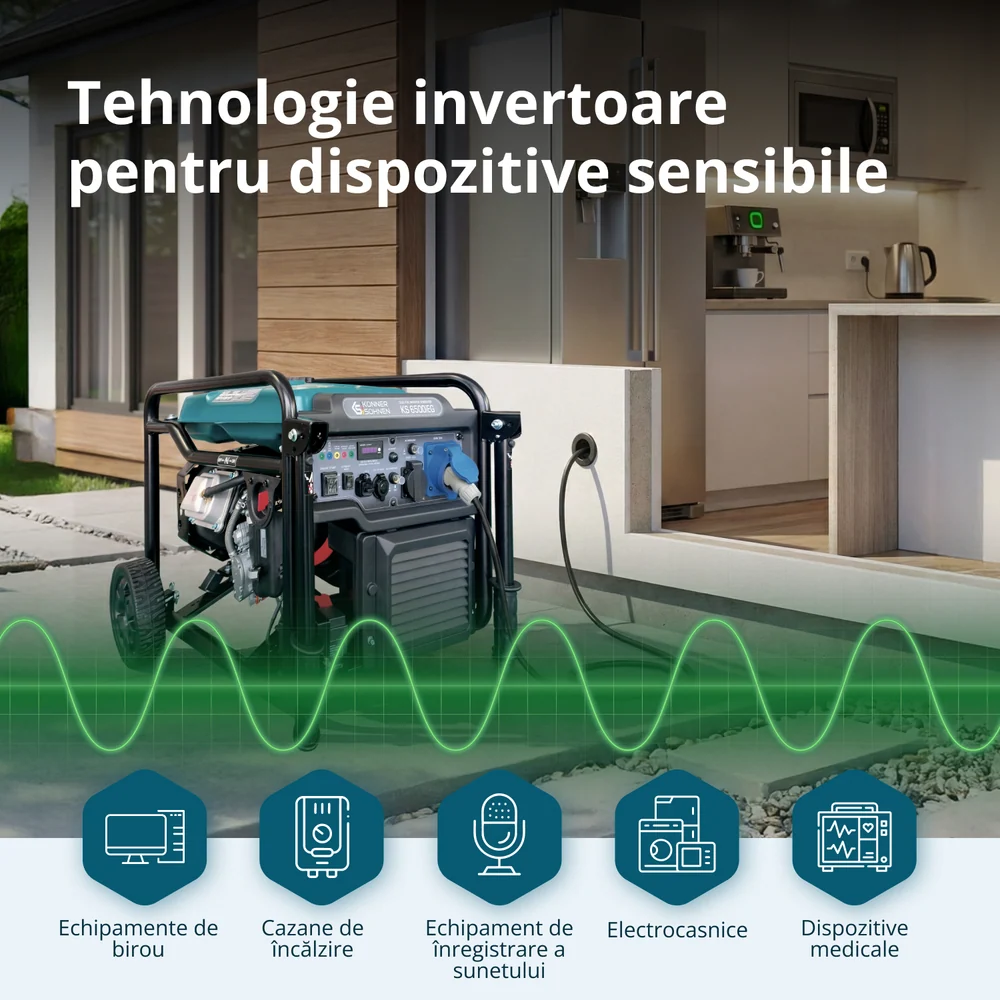 Generator cu invertor pe GPL/benzina Konner & Sohnen KS 6500iEG, 6.5 kW, monofazat, pornire electrica [2]