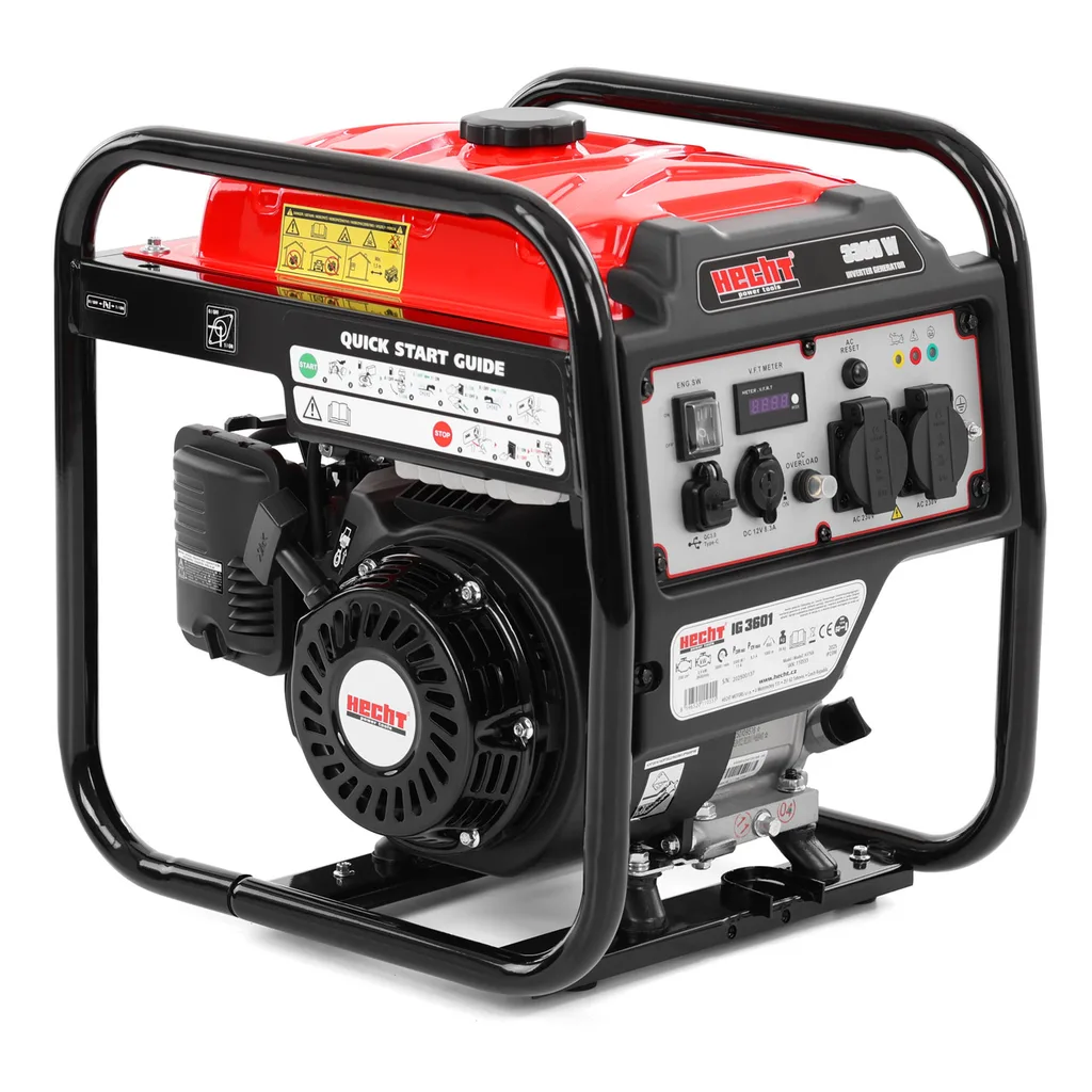 Generatoare digitale/Inverter - Generator de curent tip inverter, monofazat HECHT IG 3601, 3.3 kW, AVR, benzina