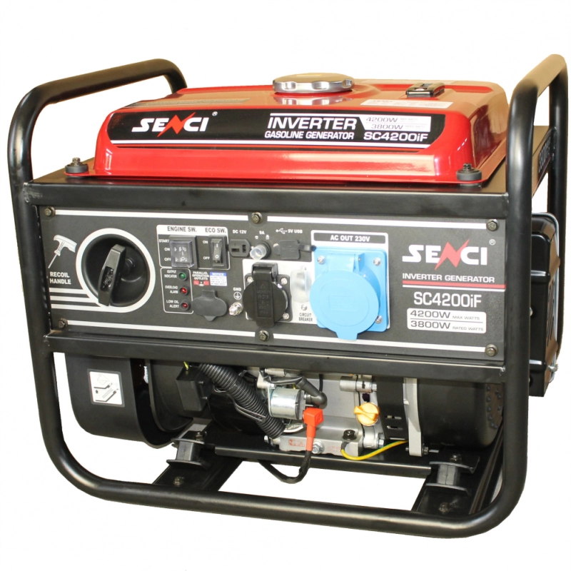 Generatoare digitale/Inverter - Generator de curent tip inverter, monofazat Senci SC-4200iF, 4.2 kW, AVR, benzina, pornire electrica