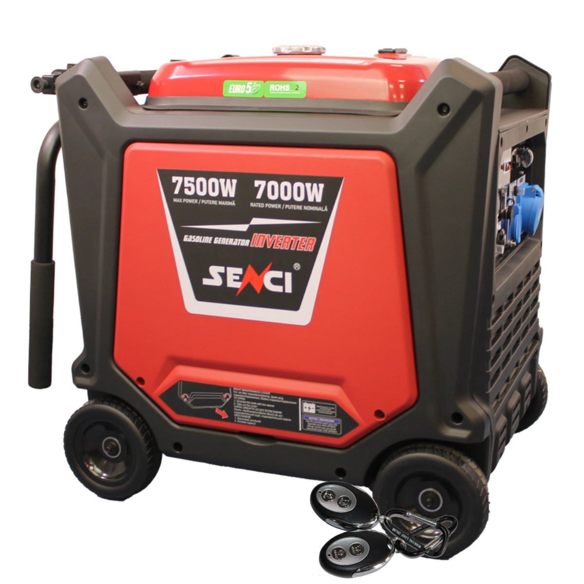 Generatoare digitale/Inverter - Generator de curent tip inverter, monofazat Senci SC-8000i, 7.5 kW, AVR, benzina, pornire electrica, insonorizat