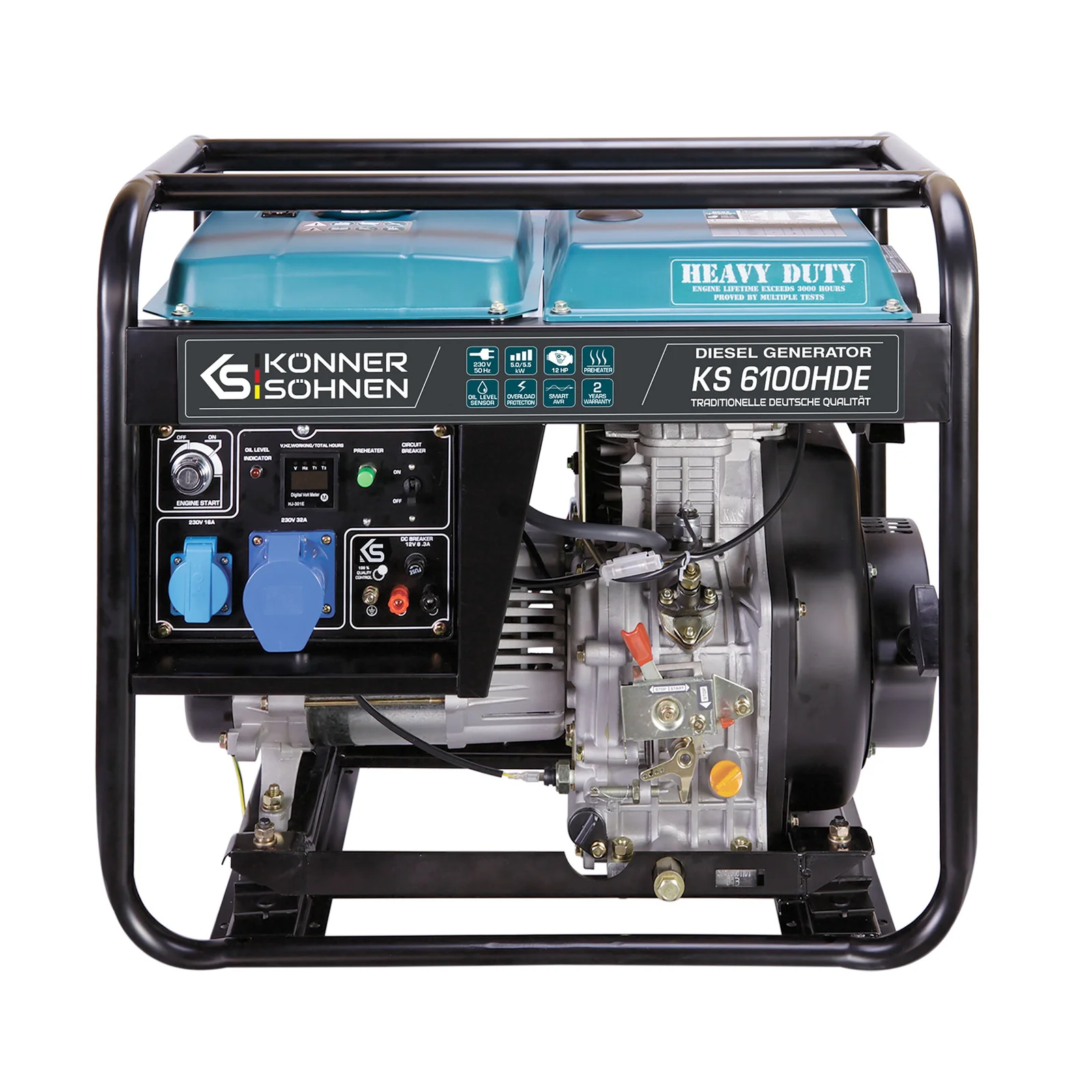 Generatoare de curent - Generator diesel Konner & Sohnen KS 6100HDE (EURO V), 5.5 kW, monofazat, AVR, pornire electrica
