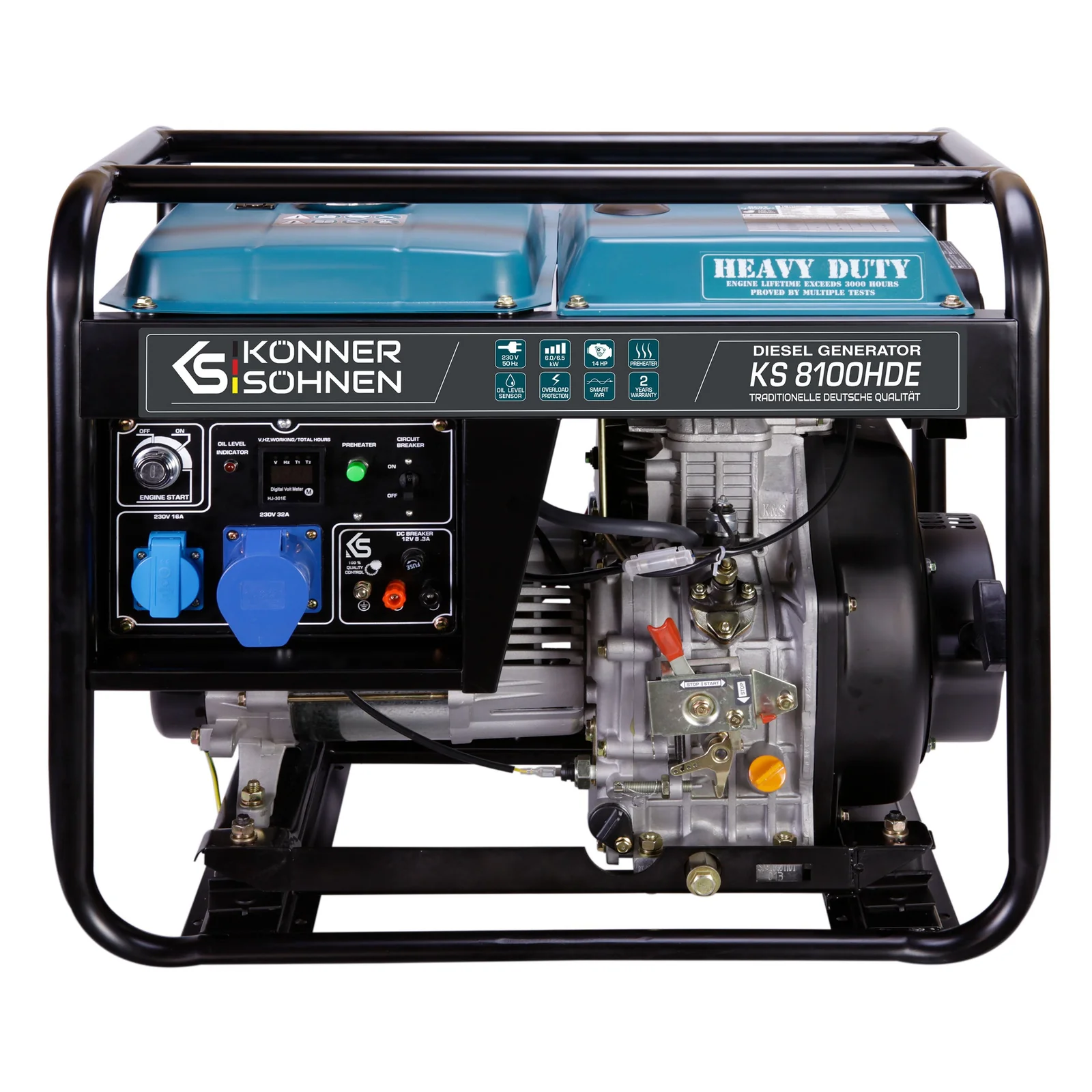 Generatoare de curent - Generator diesel Konner & Sohnen KS 8100HDE (EURO V), 6.5 kW, monofazat, AVR, pornire electrica